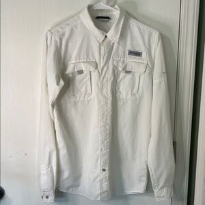 Columbia PFG Omni-Shade White Button-Up Shirt Size XL